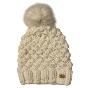 Abercrombie & Fitch Beanie Toque Womens OS White Knit Acrylic Est 1892 NY